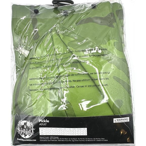 Spirit Pickle Halloween Costume Adult One Size Fits Most Green Food Easy New NIP - Picture 4 of 5